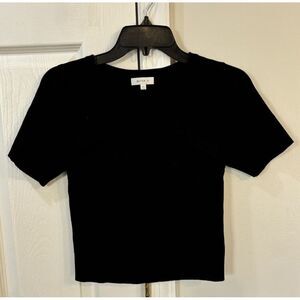Better Be Short Sleeve Top With Front‎ Cut Out Womens Sz L Black